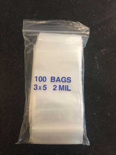 100 ziplock 3 x 10 reclosable clear plastic bags 2 mil 3&#034; x 10&#034; for sale
