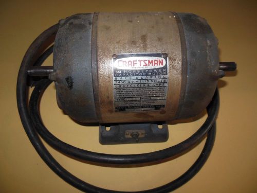 Vintage craftsman 3/4 hp, 3450 rpm, 115v single phase electric motor - runs good for sale