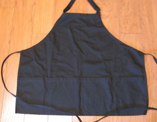 Black 4-pocket waiter&#039;s apron waist ties adjustable over neck wedding server
