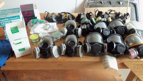Large lot of MSA Gas masks, respirators, cartridges  and more! Aprox. 40 pcs