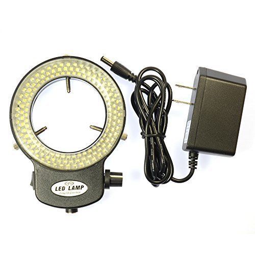 Black 144 LED Bulb Microscope Ring Light Illuminator Adjustable Bright Lamp +