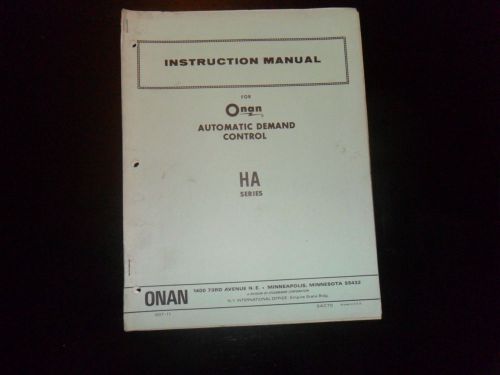 VINTAGE ONAN AUTOMATIC DEMAND CONTROL INSTRUCTION MANUAL SERIES HA! RARE!