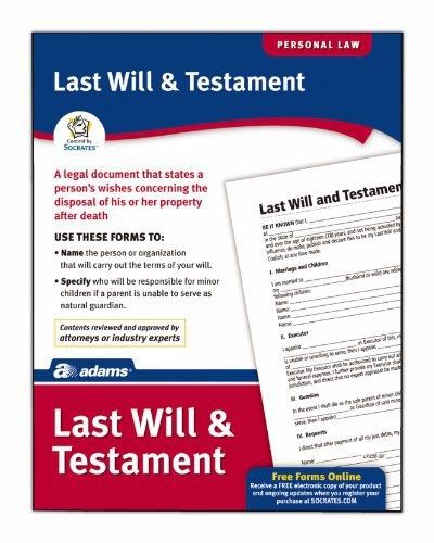 Adams Last Will &amp; Testament Form, 8.5 x 11 Inch, White (LF235)