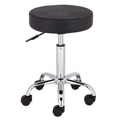 Kelly Rolling Chrome and Black Adjustable Height Stool Counter to Bar Height