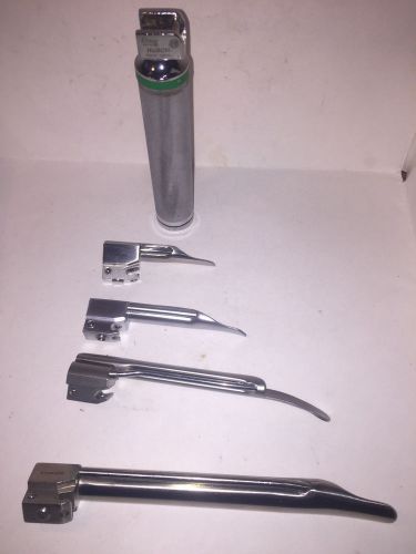 Fiber OpticLaryngoscope Blades &amp; C-cell handle. Miller 0 1, 2, 3