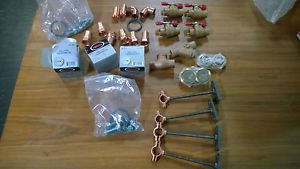 LOT ALL NEW COPPER FITTING BRONZE VALVES THERMOMETERS HANGERS AND MORE