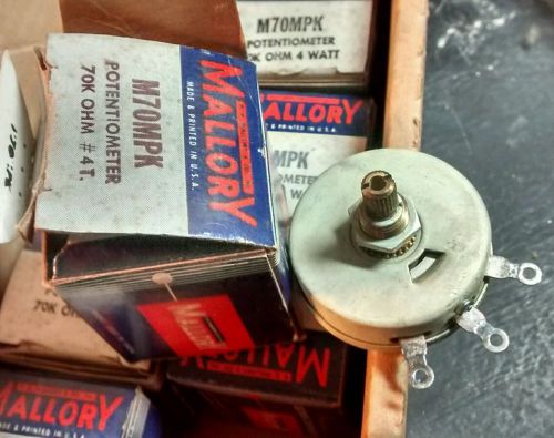 MALLORY M70MPK 70K OHM #4 T. 4 watt POTENTIOMETER NIB NOS