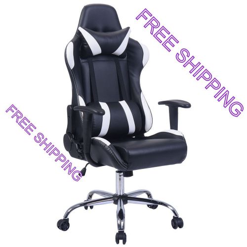 Black and white gaming chair office chair race computer game adjustable,freeship