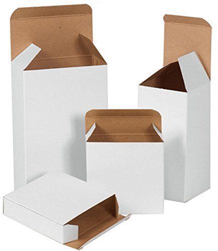 Bauxko 4&#034; x 4&#034; x 6&#034; White Reverse Tuck Folding Cartons, 12-Pack