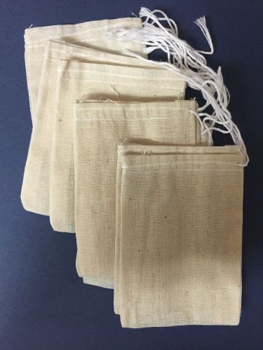 Bags (10) Muslin White String Only 3 X 4 In.
