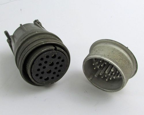 Mated Pair of Amphenol Connectors 22 Solder Contacts #28 &amp; Hermetic Receptacle