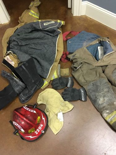 Globe firefighter ems turnout gear pants,coat, boots,helmet plus more!!! for sale