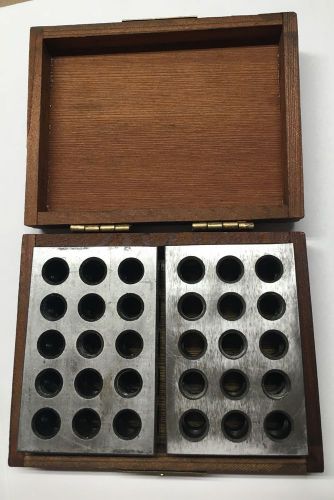 SPI 1-2-3 Setup Blocks with 23 Holes 3/8&#034; Hole Diameter 55-60 - Wood Case