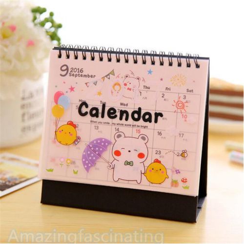 2017 Bear &amp; Chicken Cartoon Desktop Calendar Flip Stand Office Schedule Planner