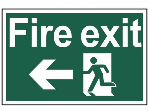 Scan - fire exit running man arrow left - pvc 300 x 200mm for sale