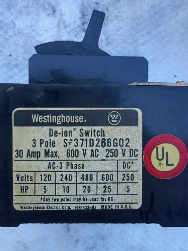 westinghouse de-ion switch 600v ac 250v dc