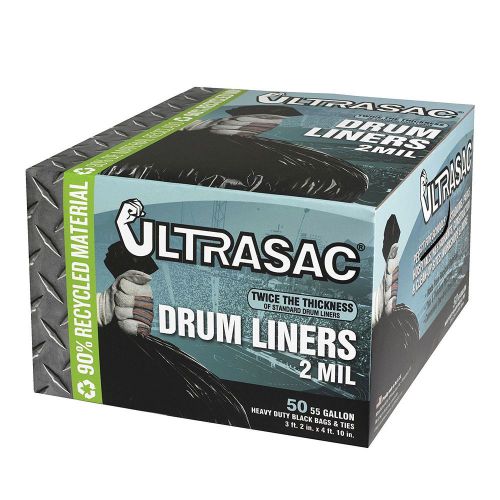 Ultrasac 55 Gal. Drum Liner Trash Garbage Bags (50 Count)  Black new free shipp