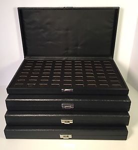 Lot (4) Ring Display Black Case Organizers 72 Slots Portable Jewelry Storage