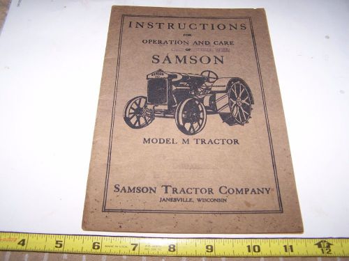 Original SAMSON Tractor Owner&#039;s Manual General Motors GMC Farm Hit Miss Engine