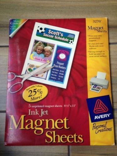 Avery 3270 Printable Inkjet Magnet Sheets 8-1/2 x 11 - 5 Sheets in Pack - New
