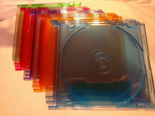 15 empty slim CD cases jewel colors lot