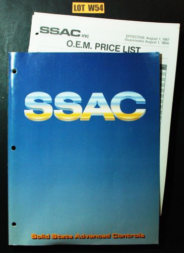 Solid State Advanced Controls Catalog Data Applications Price 1987 BOOK  W54