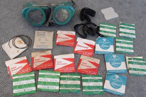 Vintage welding goggles and circular replacement lenses – steam punk for sale
