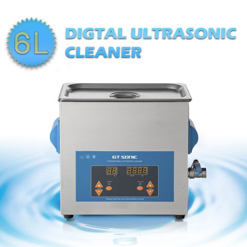 6L Digital Display Ultrasonic Cleaner EU Powerful Transducer Heater Large Tank
