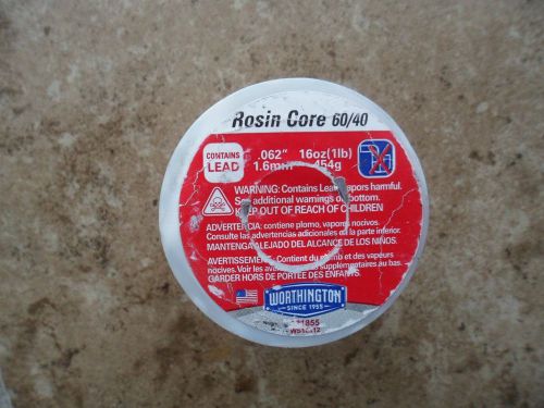 1 lb Rosin Core LEADED Solder,  60/40  RC  .062 Dia.  NEW