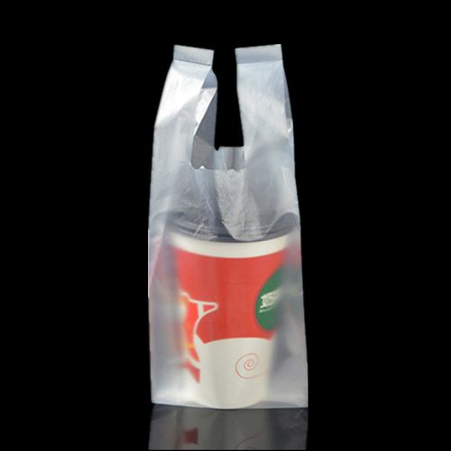 Plastic clear t shape &amp; t-shirt retail drinks shop tea coffee beverage pack bags for sale