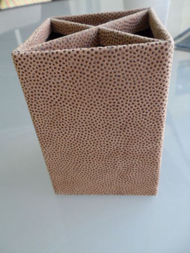 Squared Pen/pencil Cup Holder Faux Pebble Grained Suede - Stylish