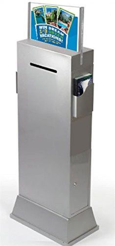 Displays2go Steel Floor-Standing Ballot Box With Acrylic 17 X 11 Inches Sign -