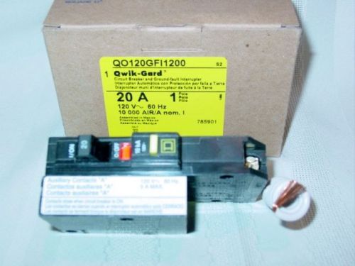 QO120GFI1200 SQ D Square D 120 volt 20 amp 1 pole  breaker with Auxiliary Switch