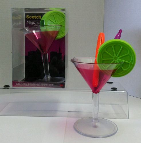 New!! 3m scotch magic martini glass w lime refillable tape (incl) dispenser for sale
