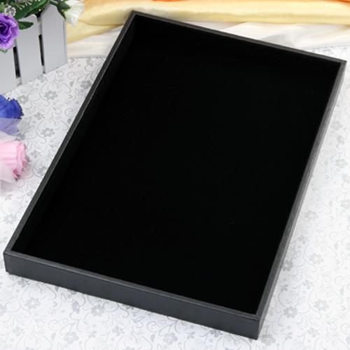 Necklace Bracelet Jewelry Black Display Case Box Tray Holder 14x9&#034; Leather+Wood