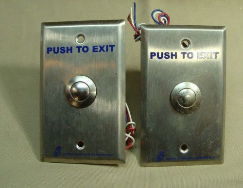 LOT OF 2 ALARM CONTROL CORP PUSH TO EXIT ALARM BUTTON PANELS MODEL TS-12T