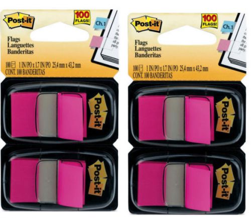 NEW 3M 680-BP2 Post-it Flags Bright Pink, 4/pks of 50  200 flags total
