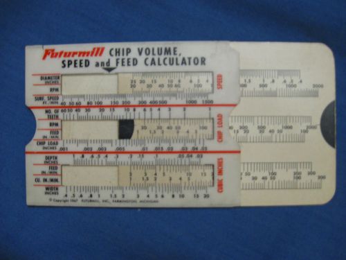 Vintage 1967 Futurmill Chip Volume, Speed &amp; Feed Calculator