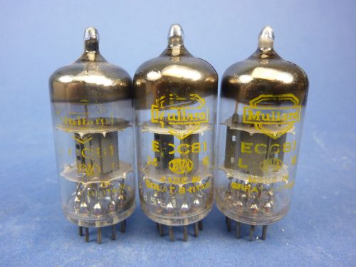 3 x TUBES &#034;   MULLARD  ECC81  &#034;   TESTED.