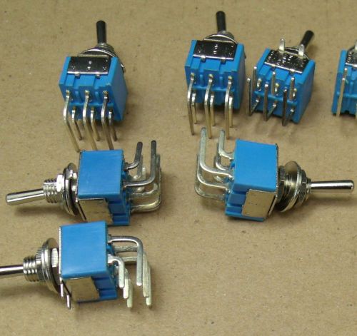 Lot of 10 pcs DPDT Center off Mini Toggle Switch PCB Mount Right Angle on off on
