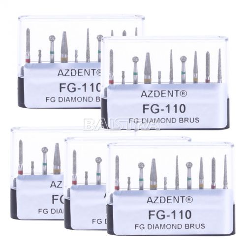 5X FG-110 Dental Diamond Burs Set for Preparation Repair Kit 10PC/Kit AZDENT