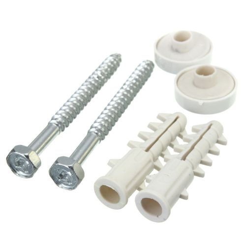 WC Toilet Pan Bidet Fixing Kit Set Screws Plugs Plastic Washers With White Caps