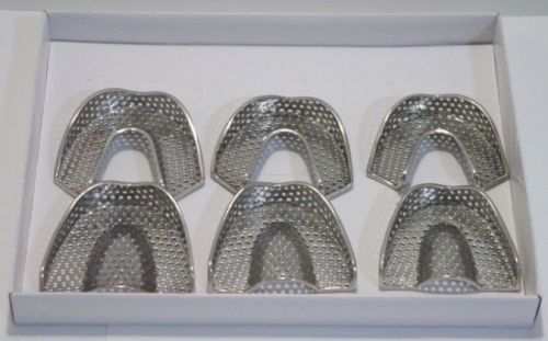 6x Perforated Stainless Steel Dental Impression Trays Set Solid Dental Supplies