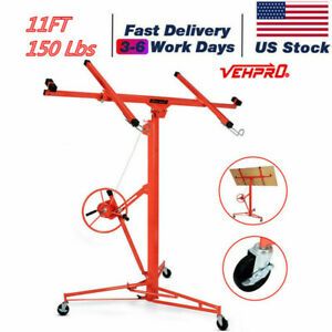 11ft Drywall Panel Hoist Dry Wall Rolling Caster Lifter Construction Tool Red