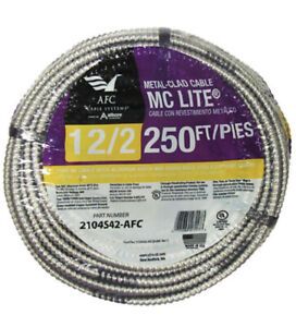 Armored Electrical Cable 12/2 x 250 ft. Solid MC Lite Flame Retardant Grounded