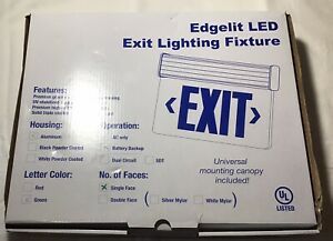 Edgelit LED Exit Lighting Fixture. Aluminum Housing, Battery Backup, Single Face