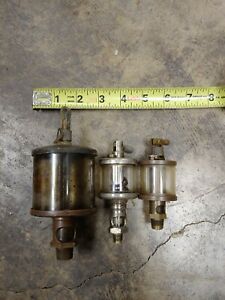 Detroit Lubricator, Essex brass co. brass oiler, hit and miss engine, lot of 3