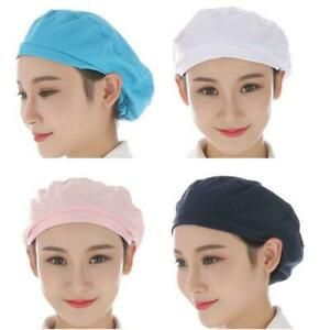 Unisex Dustproof Breathable Kitchen Chef Hat Elastic Factory Work Cap Hair Cover