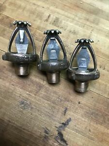 3 Antique 155 GRINNELL 1915 1880 Fire Sprinkler Head, A Frame, 1/2&#034; Brass