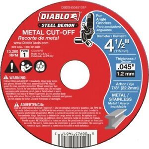 Diablo Steel Demon Type 1 4-1/2 In. x 0.045 In. x 7/8 In. Metal Cut-Off Wheel